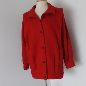 Chic Red Women's Pea Coat
